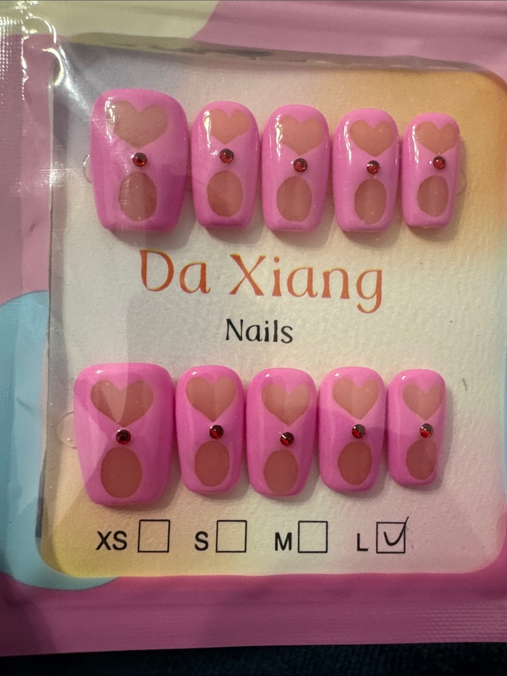 Pink Heart Accent Press-On Nails